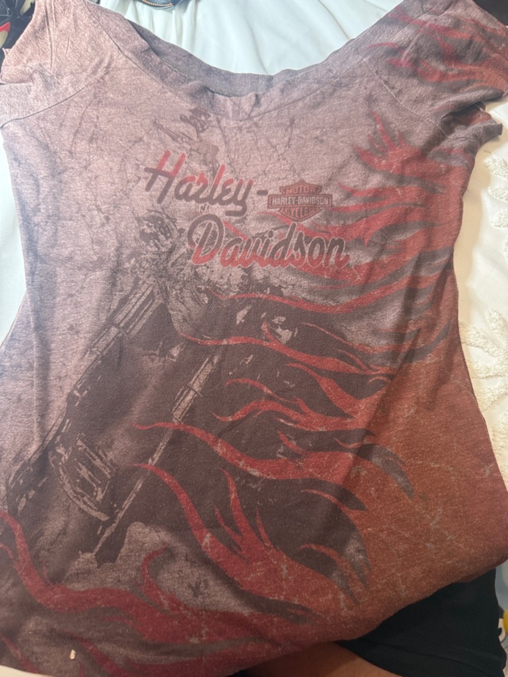 Harley-Davidson Brown and Red Flame Graphic Tee